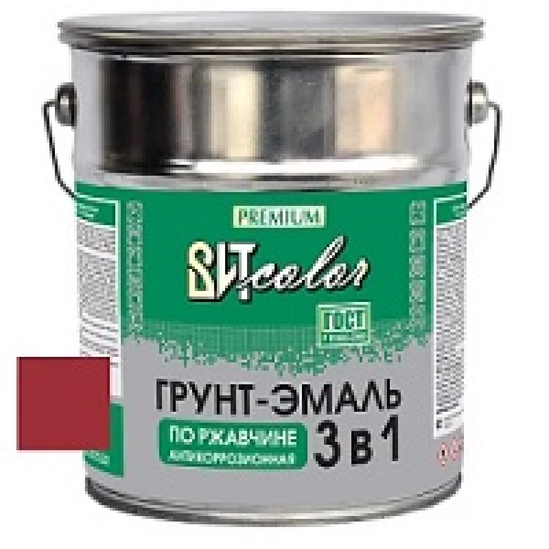 ВИТ Грунт-эмаль по ржавчине 3 в 1 вишня color 5кг.(3)