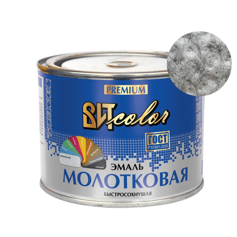 ВИТ Эмаль с молотковым эффектом серебристая 0,4кг.(12)