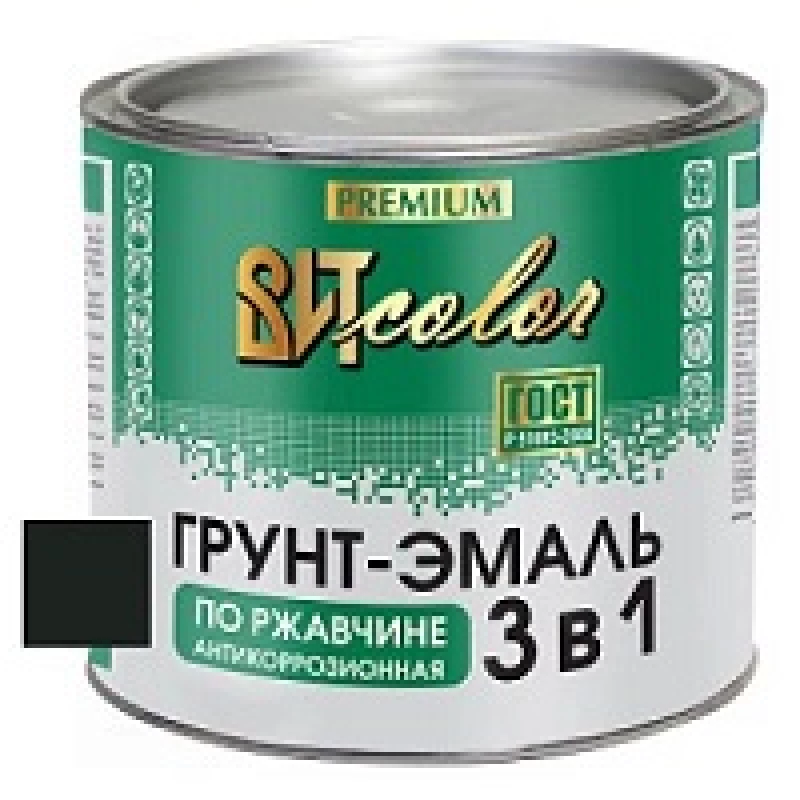 ВИТ Грунт-эмаль по ржавчине 3 в 1 черная color 1,8 кг.(6)