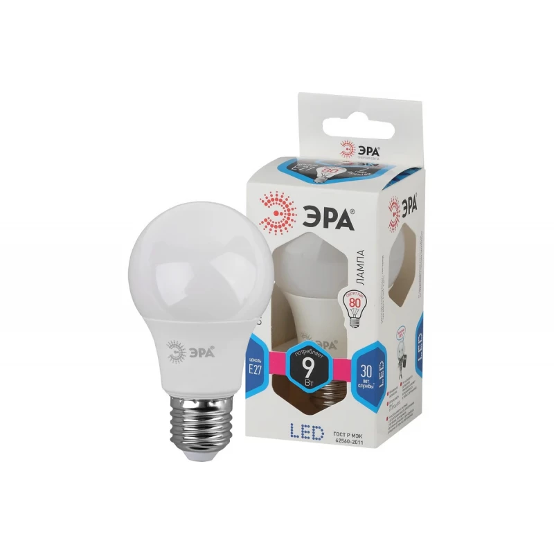 Лампа светодиод ЭРА LED smd A60-9w-840-E27