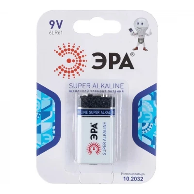Батарейки ЭРА 6LR61-1BL SUPER Alkaline (12/96/5760) шт