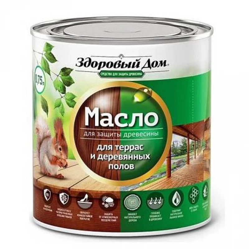 Масло д/террас и дерев.полов Здоровый Дом бесцв 0,75л Л-С(6)