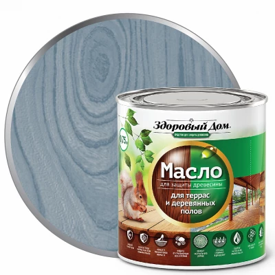 Масло д/террас и дерев.полов Здоровый Дом серо-голубое 0,75л Л-С(6)