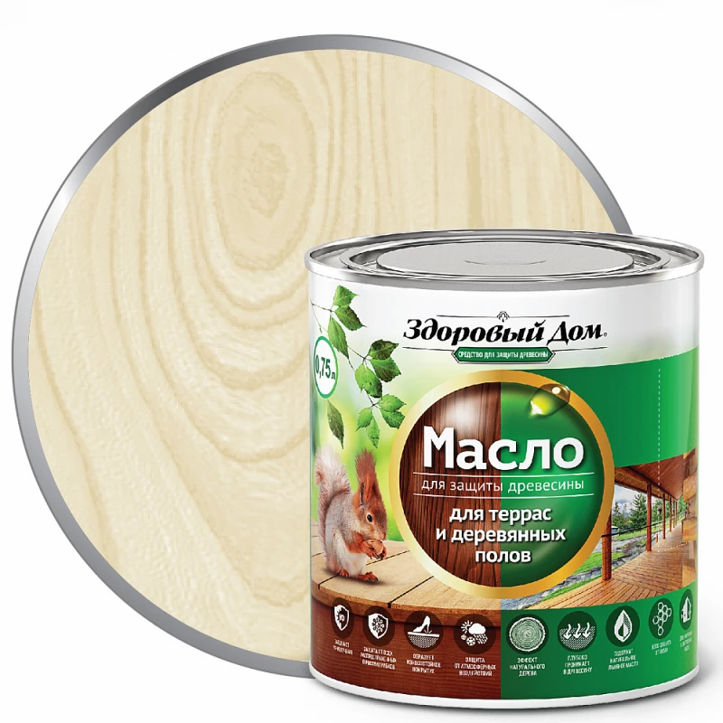 Масло д/террас и дерев.полов Здоровый Дом слоновая кость 0,75л Л-С(6)