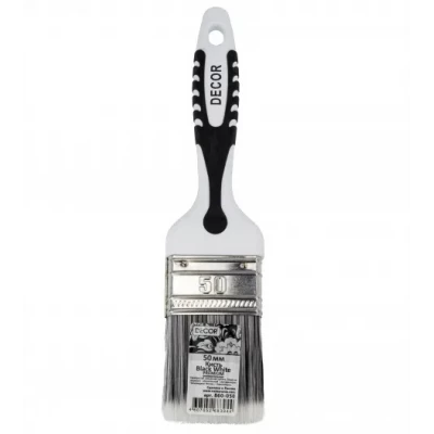860-050 Кисть пл. "Black White унив." 50х15мм, PREMIUM серебр. щетина 2K ручка (12шт/120шт/240шт)