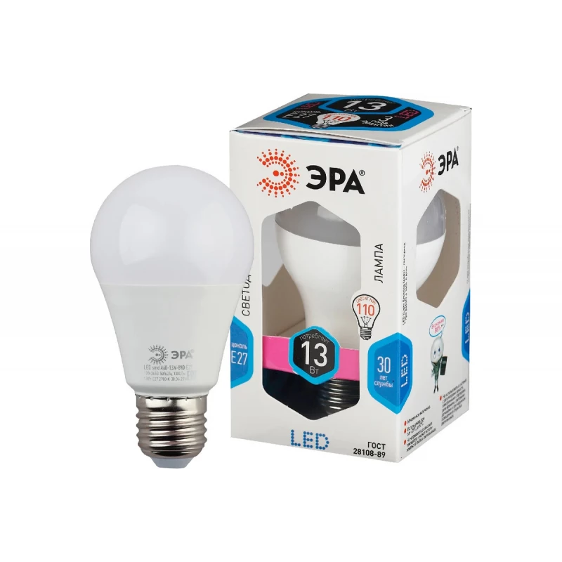 Лампа светодиод ЭРА LED smd A60-13W-840-E27