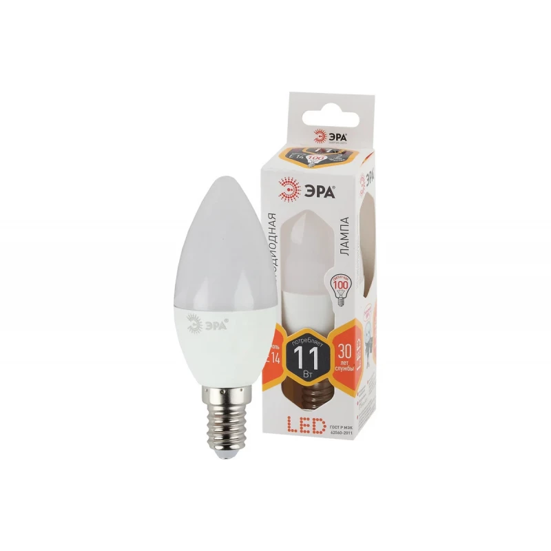 Лампа светодиод ЭРА LED smd B35-11w-827-E14