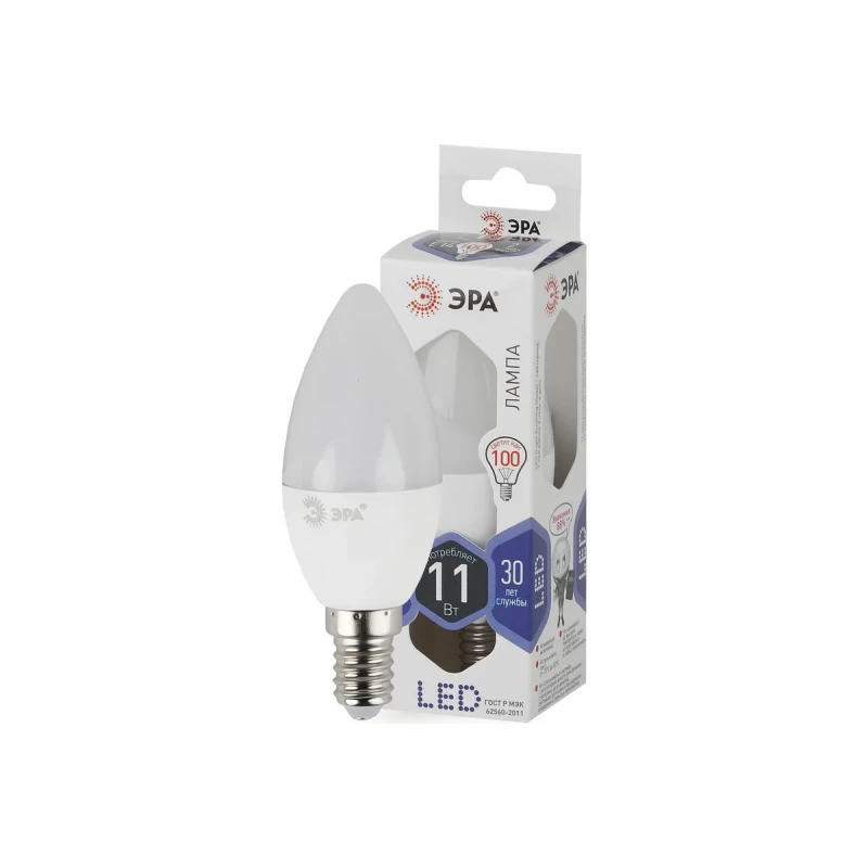 Лампа светодиод ЭРА LED smd B35-11w-860-E14