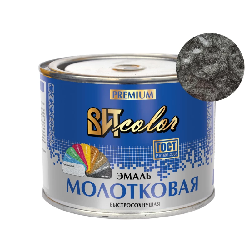 ВИТ Эмаль с молотковым эффектом темно-серая 0,4кг.(12)