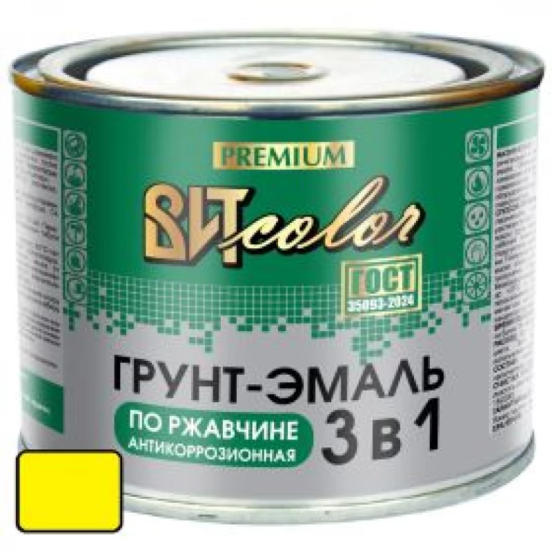 ВИТ Грунт-эмаль по ржавчине 3 в 1 желтая color  0,4 кг.