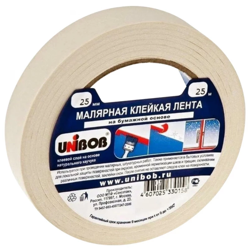 84725СП Клейкая лента малярная 25мм х 25м UNIBOB (72)