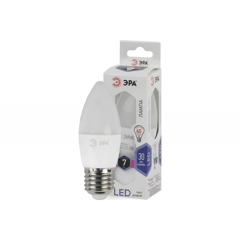 Лампа светодиод ЭРА LED smd B35-7w-860-E27