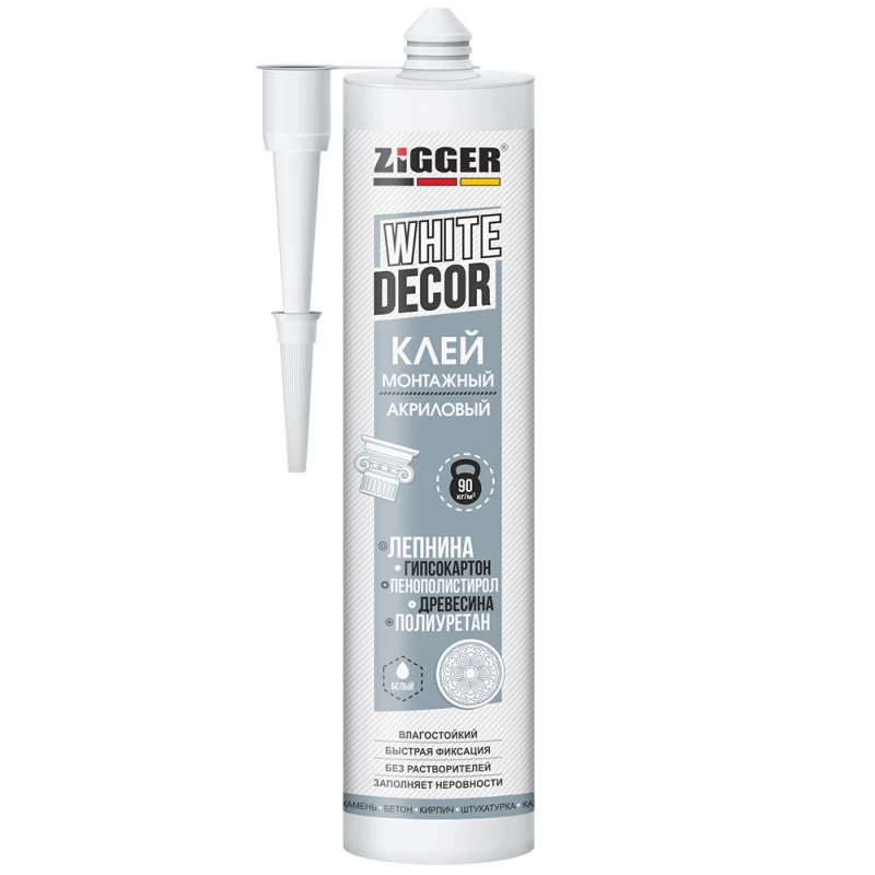 Клей "ZIGGER" WHITE DECOR , акриловый для декора, белый, 400 г. (24шт)