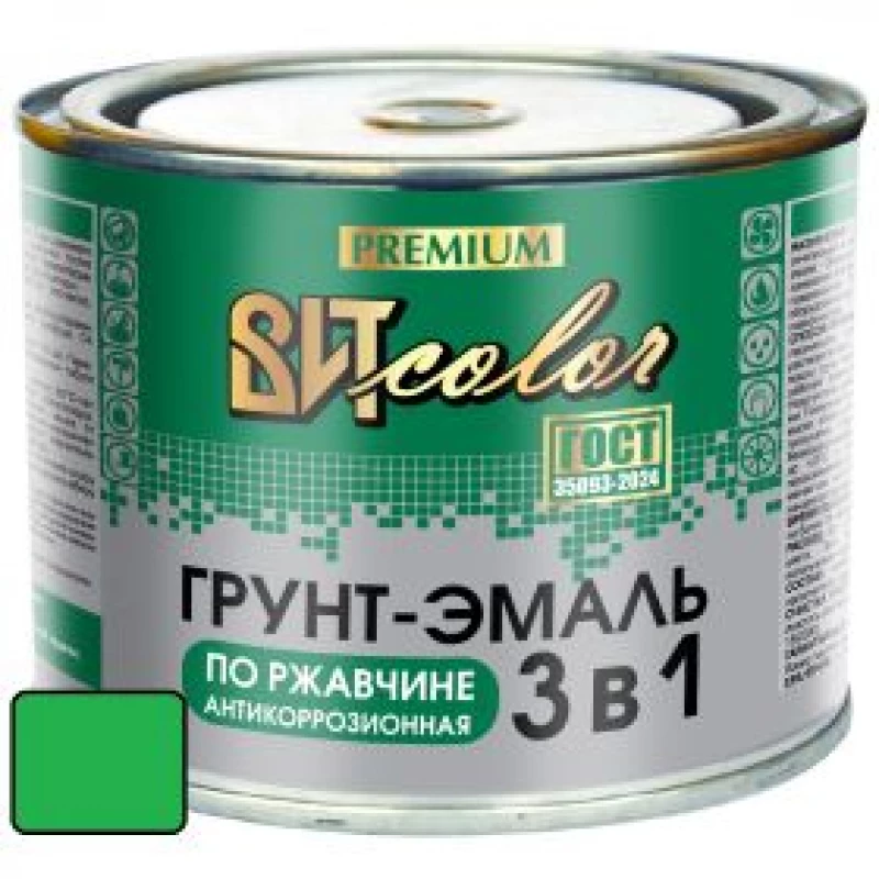 ВИТ Грунт-эмаль по ржавчине 3 в 1 зеленая ВИТ color  0,4 кг.