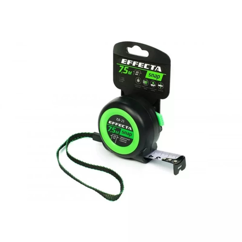 560725 Рулетка EFFECTA SNAP, автостоп,  7,5м / 25 мм