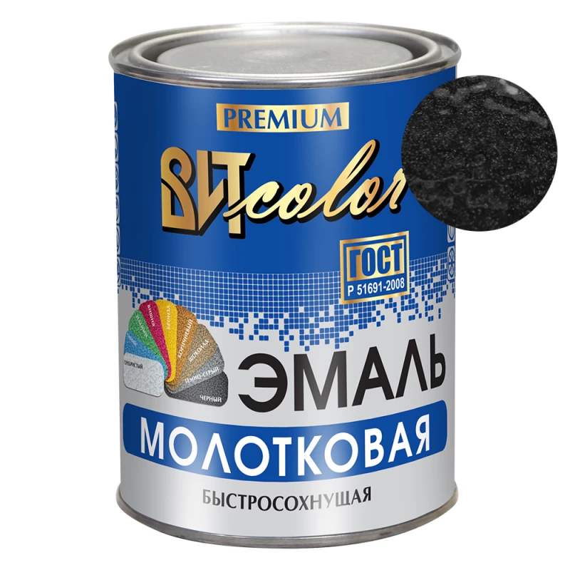 ВИТ Эмаль с молотковым эффектом черная 0,8 кг.
