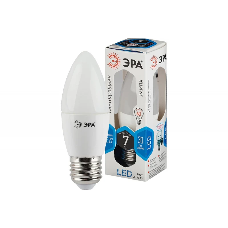 Лампа светодиод ЭРА LED smd B35-7w-840-E27