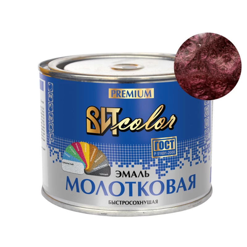 ВИТ Эмаль с молотковым эффектом вишневая 0,4 кг.(12)