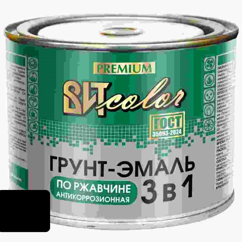 ВИТ Грунт-эмаль по ржавчине 3 в 1 черная ВИТ color  0,4 кг.
