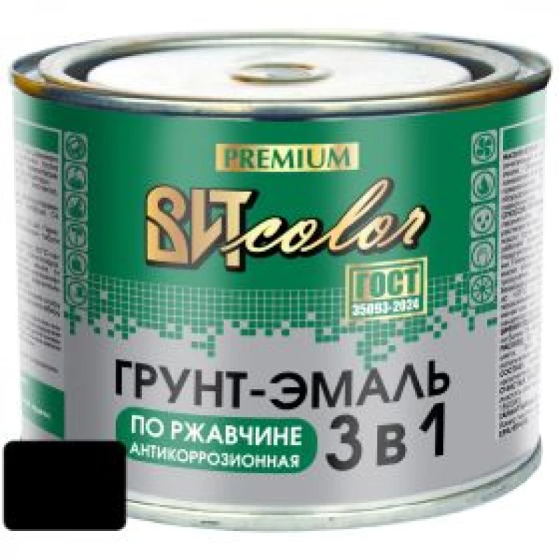 ВИТ Грунт-эмаль по ржавчине 3 в 1 черная ВИТ color  0,4 кг.