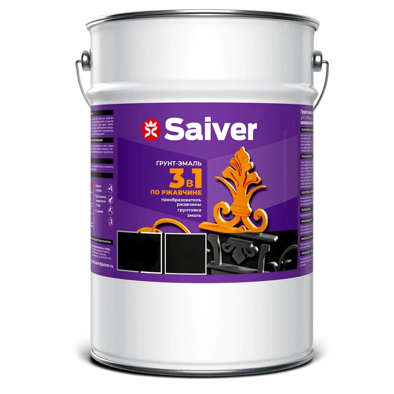 Грунт-эмаль по ржавчине  3 в 1 зеленая фас 5кг (1) САЙВЕР