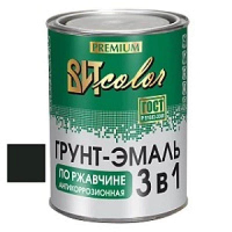 ВИТ Грунт-эмаль по ржавчине 3 в 1 черная color 0,8 кг(14)