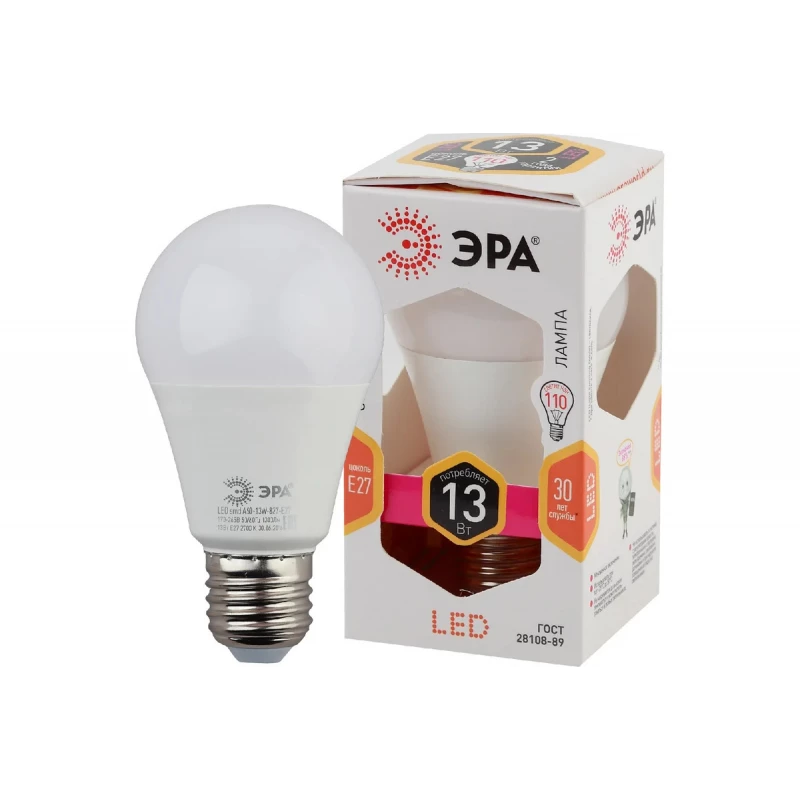 Лампа светодиод ЭРА LED smd A60-13W-827-E27