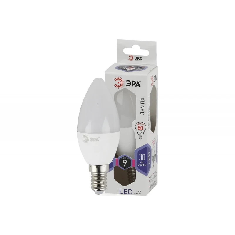 Лампа светодиод ЭРА LED smd B35-9w-860-E14