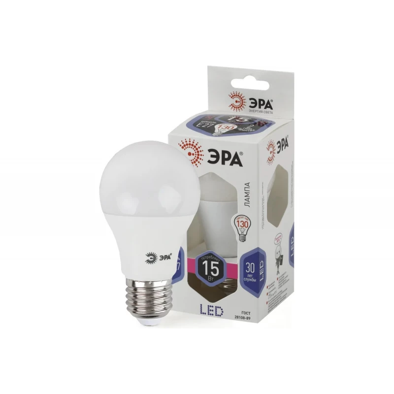 Лампа светодиод ЭРА LED smd A60-15W-860-E27 15Вт груша хол дневной свет