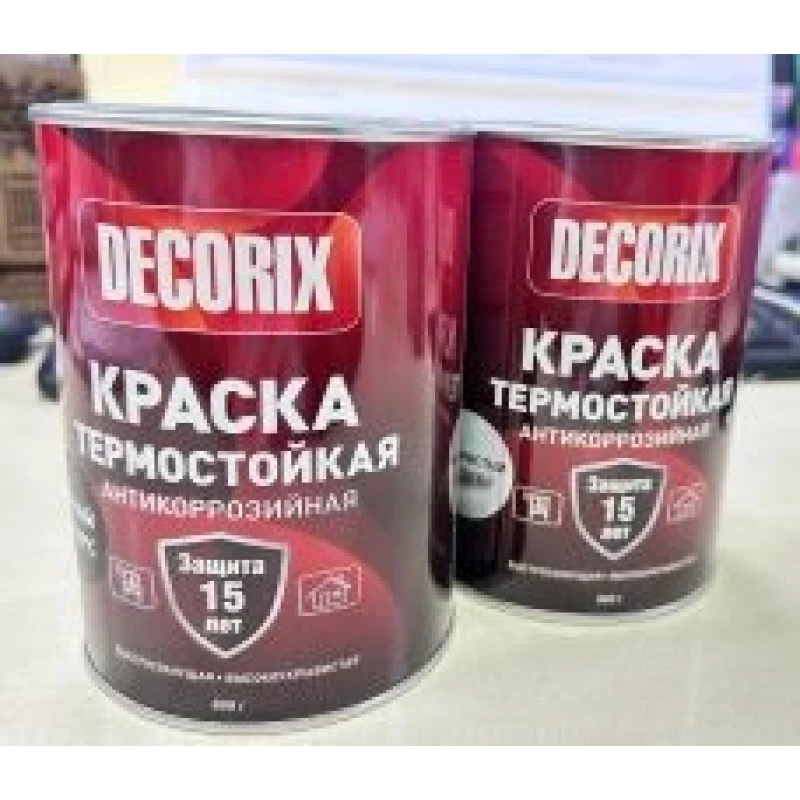 0750-01 Краска термостойкая +1000°С DECORIX, банка 0,8 кг., чёрный