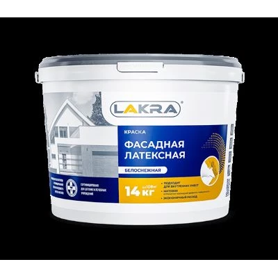 Краска латексная фасадная белоснежная 14кг Л-С мат