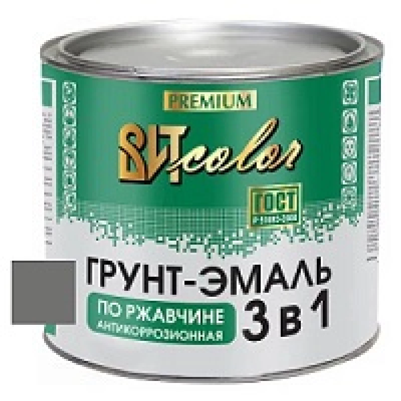 ВИТ Грунт-эмаль по ржавчине 3 в 1 темно-серая color 1,8кг(6)