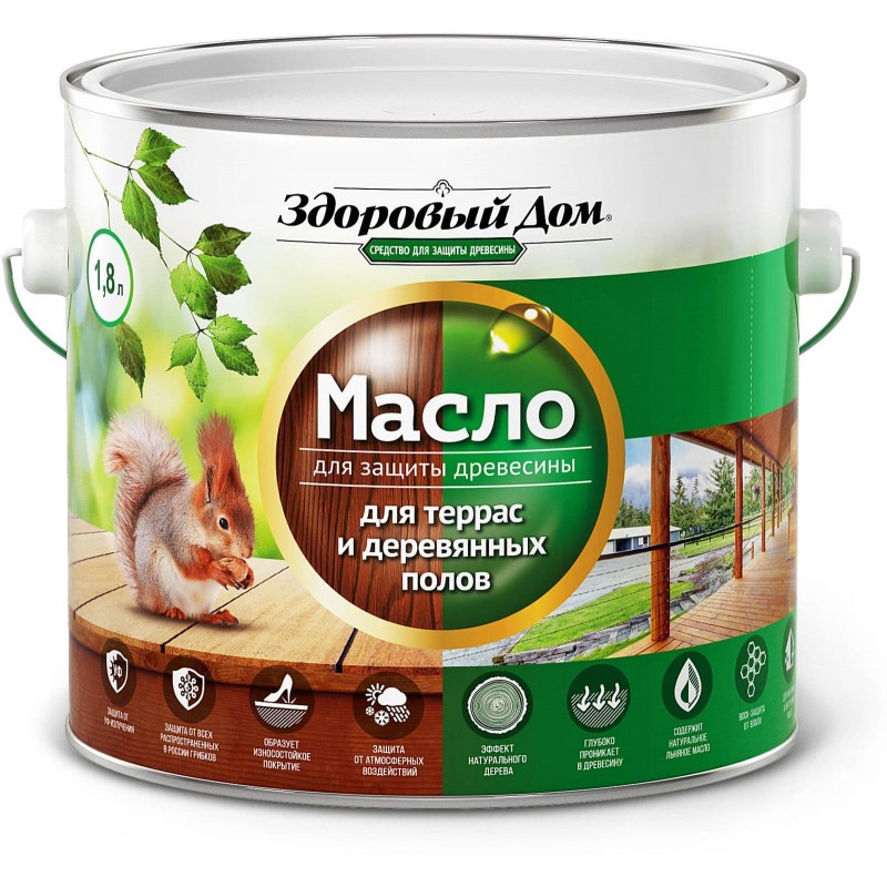 Масло д/террас и дерев.полов Здоровый Дом махагон 1,8л Л-С(4)