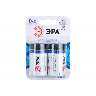 Батарейки ЭРА LR20-2BL SUPER Alkaline (12/96/3168) (2шт в уп)