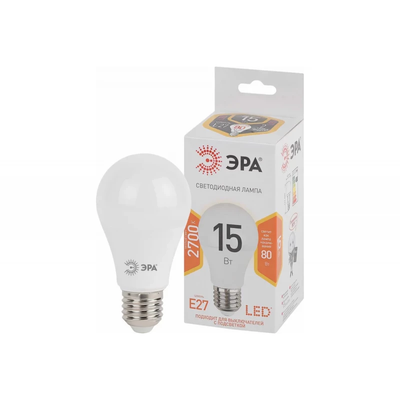 Лампа светодиод ЭРА LED smd A60-15W-827-E27