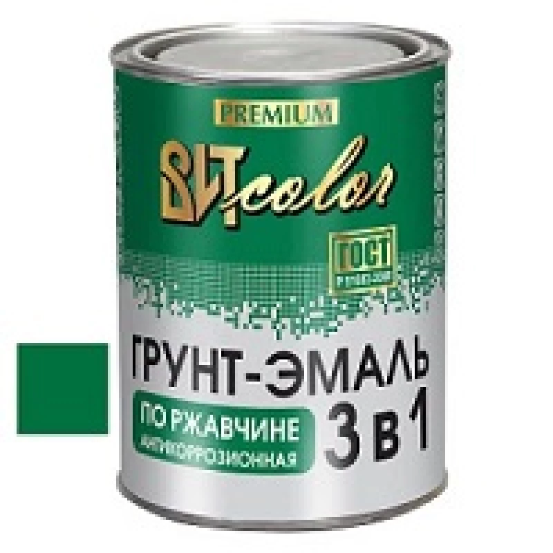ВИТ Грунт-эмаль по ржавчине 3 в 1 зеленая  color 0,8кг(14)