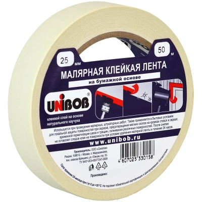 28135СП Клейкая лента малярная 25мм х 50м UNIBOB (72)