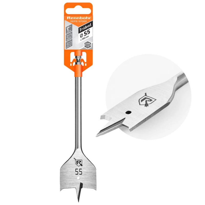 659155 Сверло по дереву перовое, 55х152мм "Rennbohr"