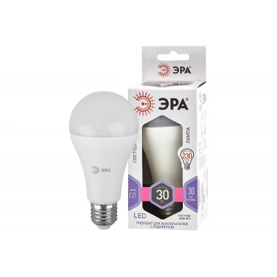 Лампа светодиод ЭРА LED smd A65-30w-860-E27(30 Вт груша холодный дневной свет)