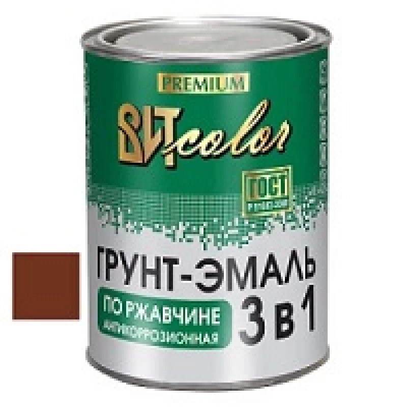 ВИТ Грунт-эмаль по ржавчине 3 в 1 красно-коричневая color 0,8кг(14)