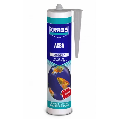 Герметик силикон KRASS д/аквариумов (Аква) Черный300мл.(12) (Л-С)